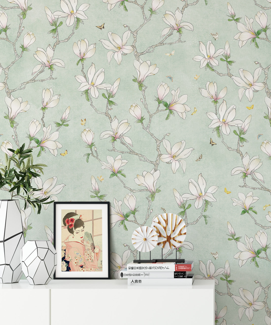 Magnolia Wallpaper, White