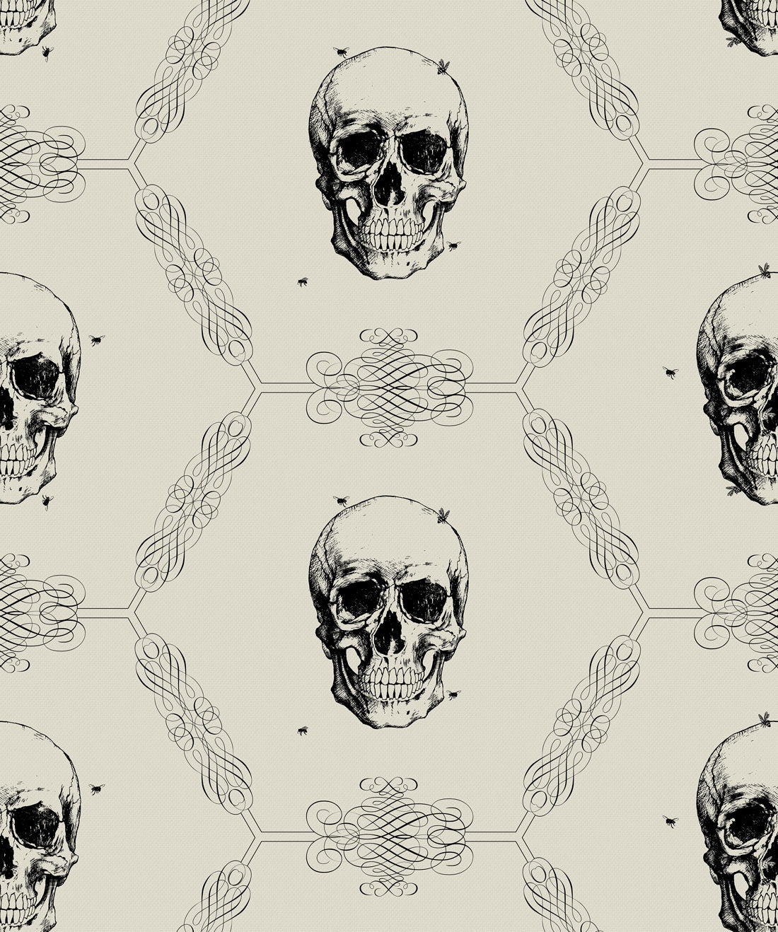 Skull & Bee Wallpaper, Bone