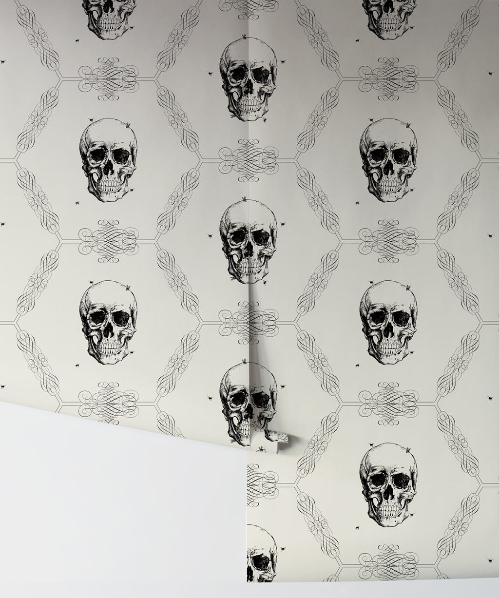 Skull & Bee Wallpaper, Bone