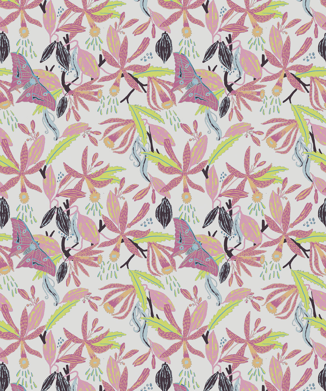 Vanilla Moth Wallpaper, Purple Dew