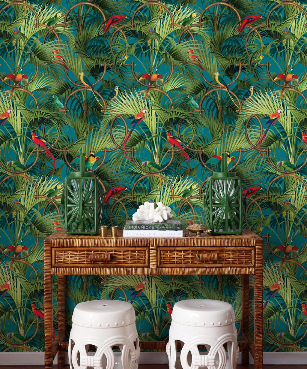 Copacabana Wallpaper, Oxford Blue