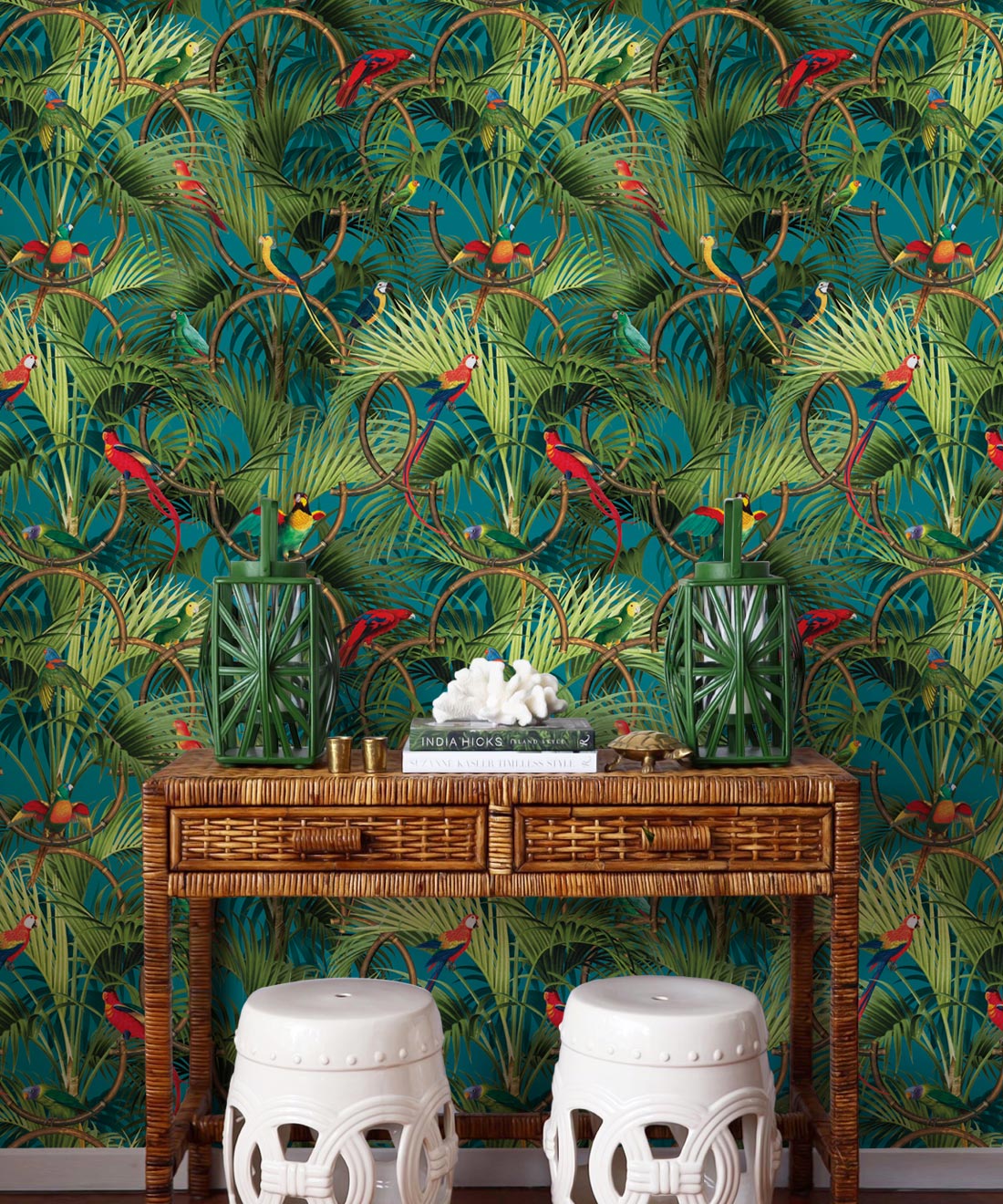 Copacabana Wallpaper, Oxford Blue