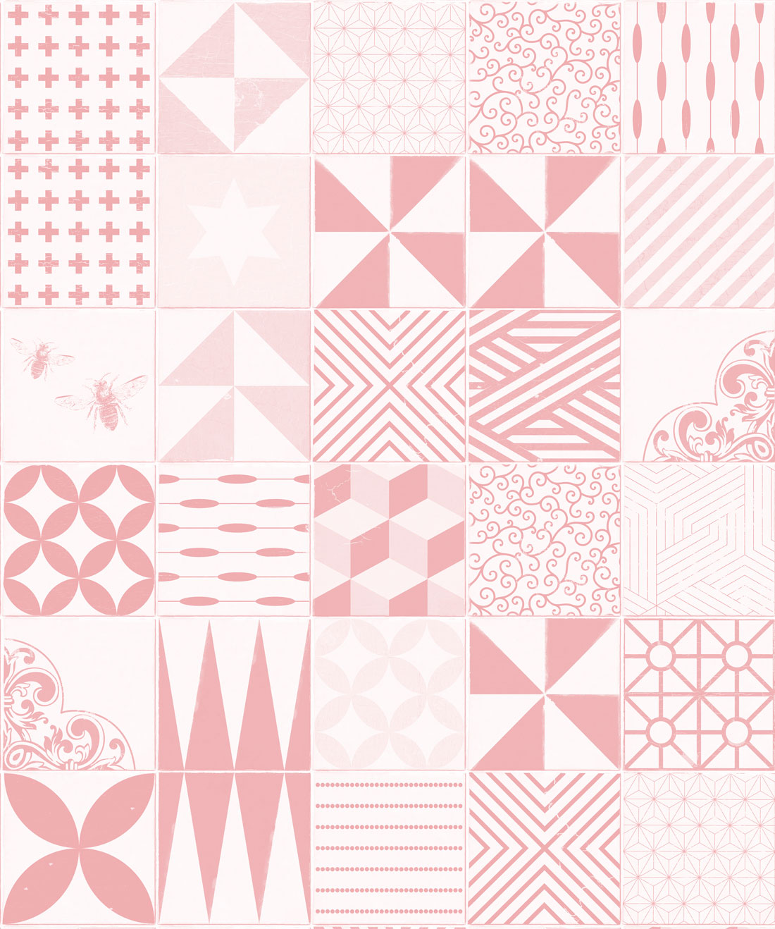 Cement Tiles Wallpaper, Pink