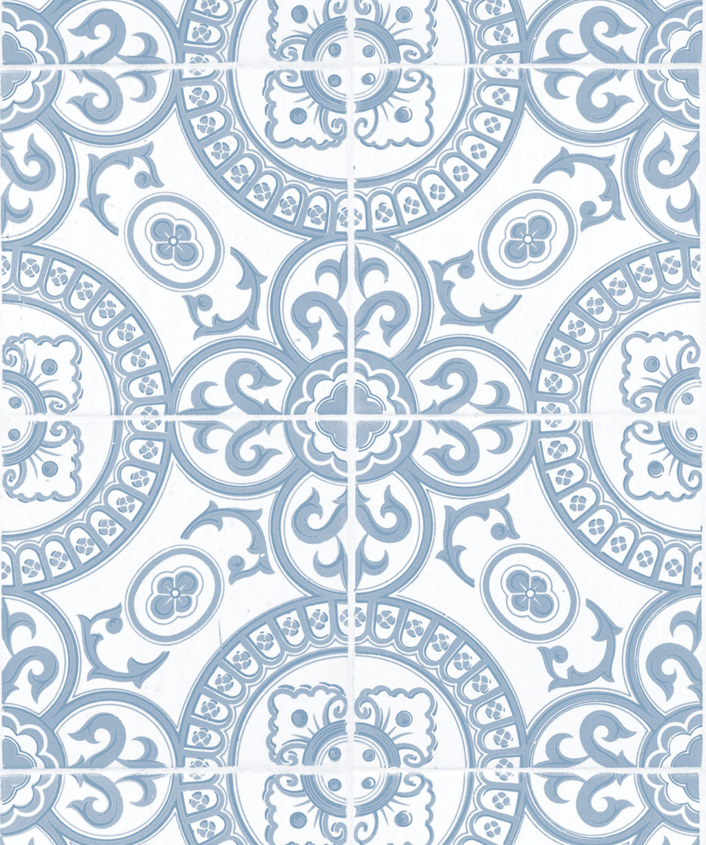 Heritage Tiles Wallpaper, Pale Blue