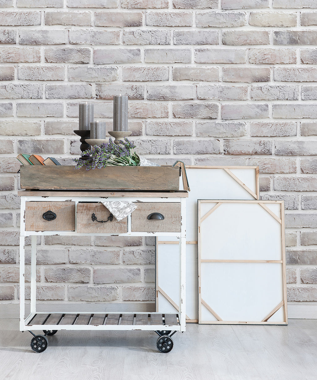 Lime Washed Bricks Wallpaper