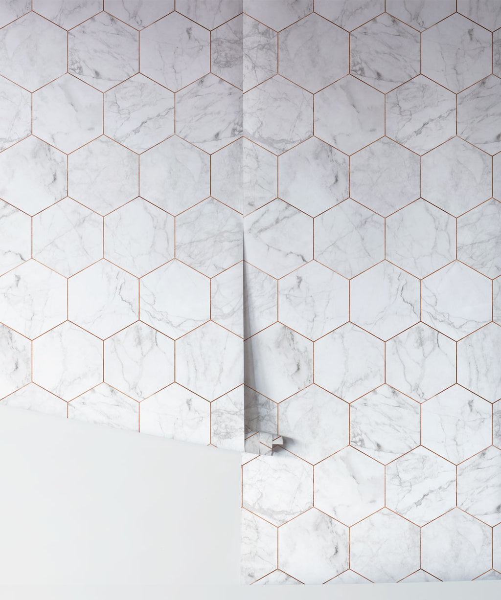 Marble & Copper Tiles Wallpaper