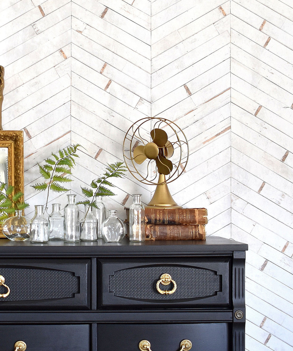 Distressed Timber Chevron Wallpaper
