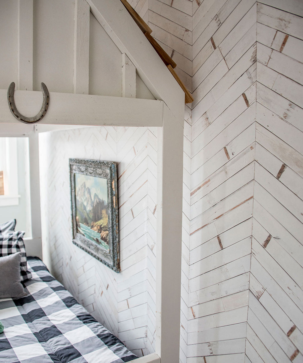 Distressed Timber Chevron Wallpaper