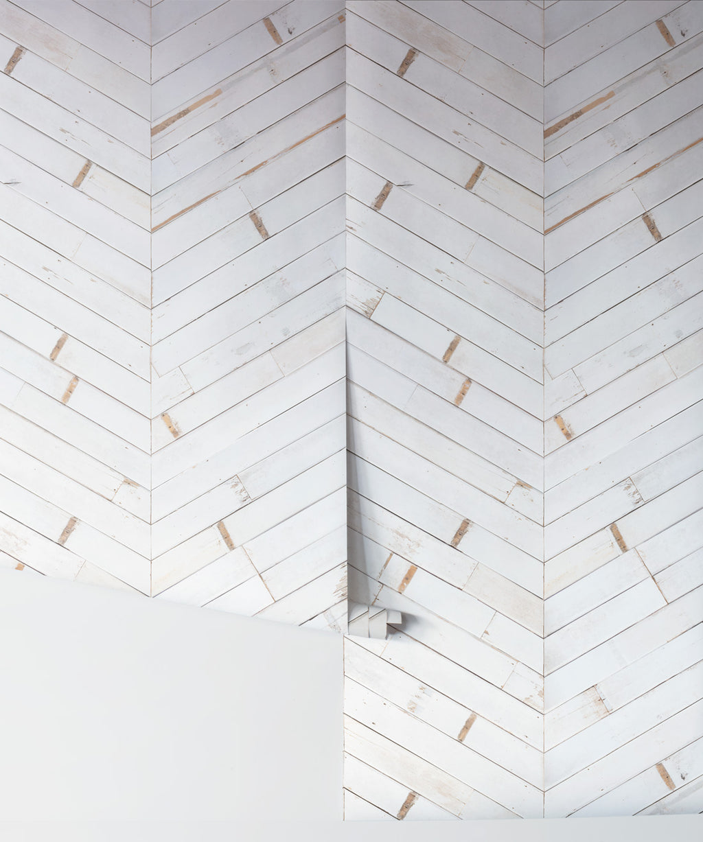 Distressed Timber Chevron Wallpaper
