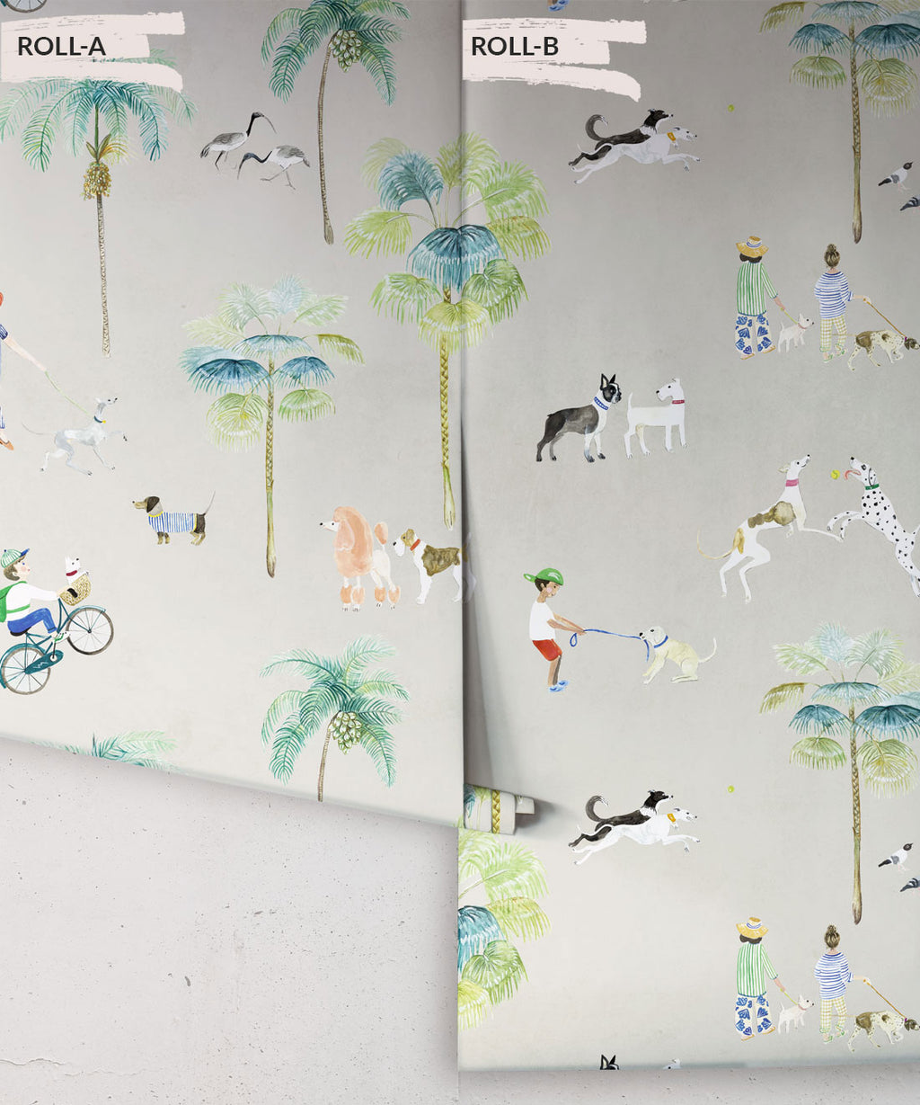 At The Dog Park Wallpaper, Beige