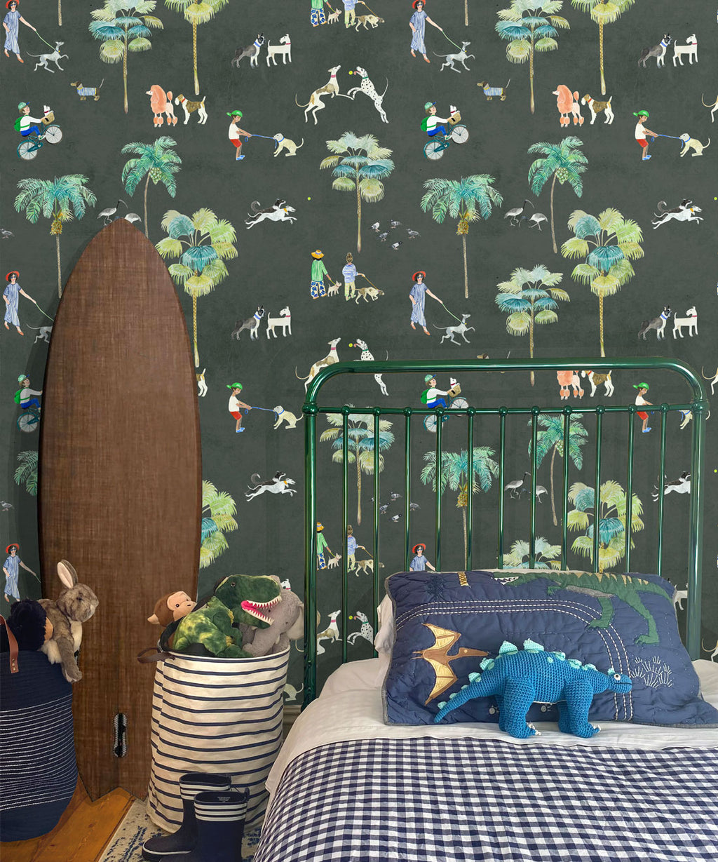 At The Dog Park Wallpaper, Charcoal