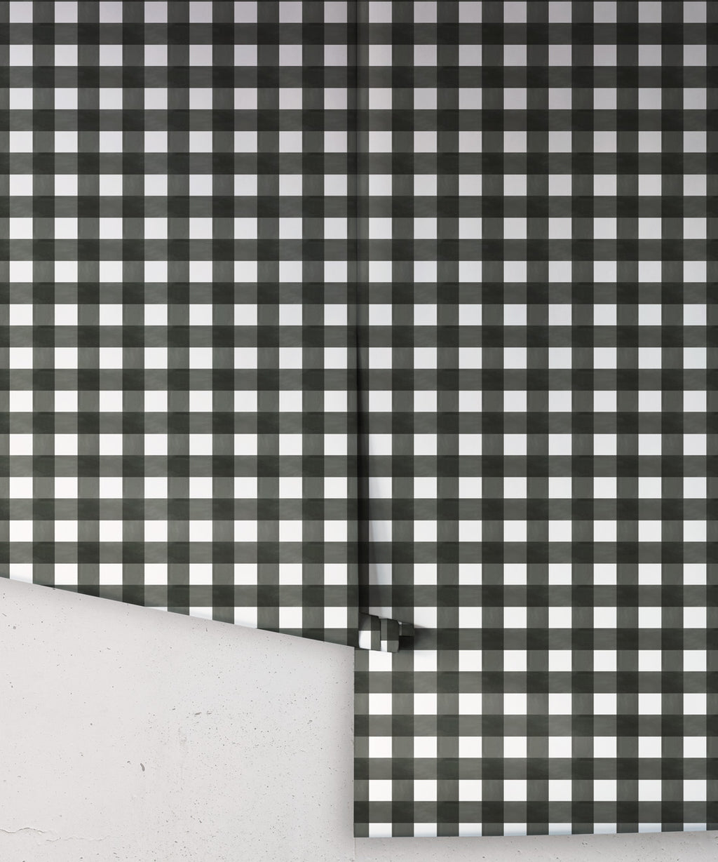 Check Wallpaper, Charcoal