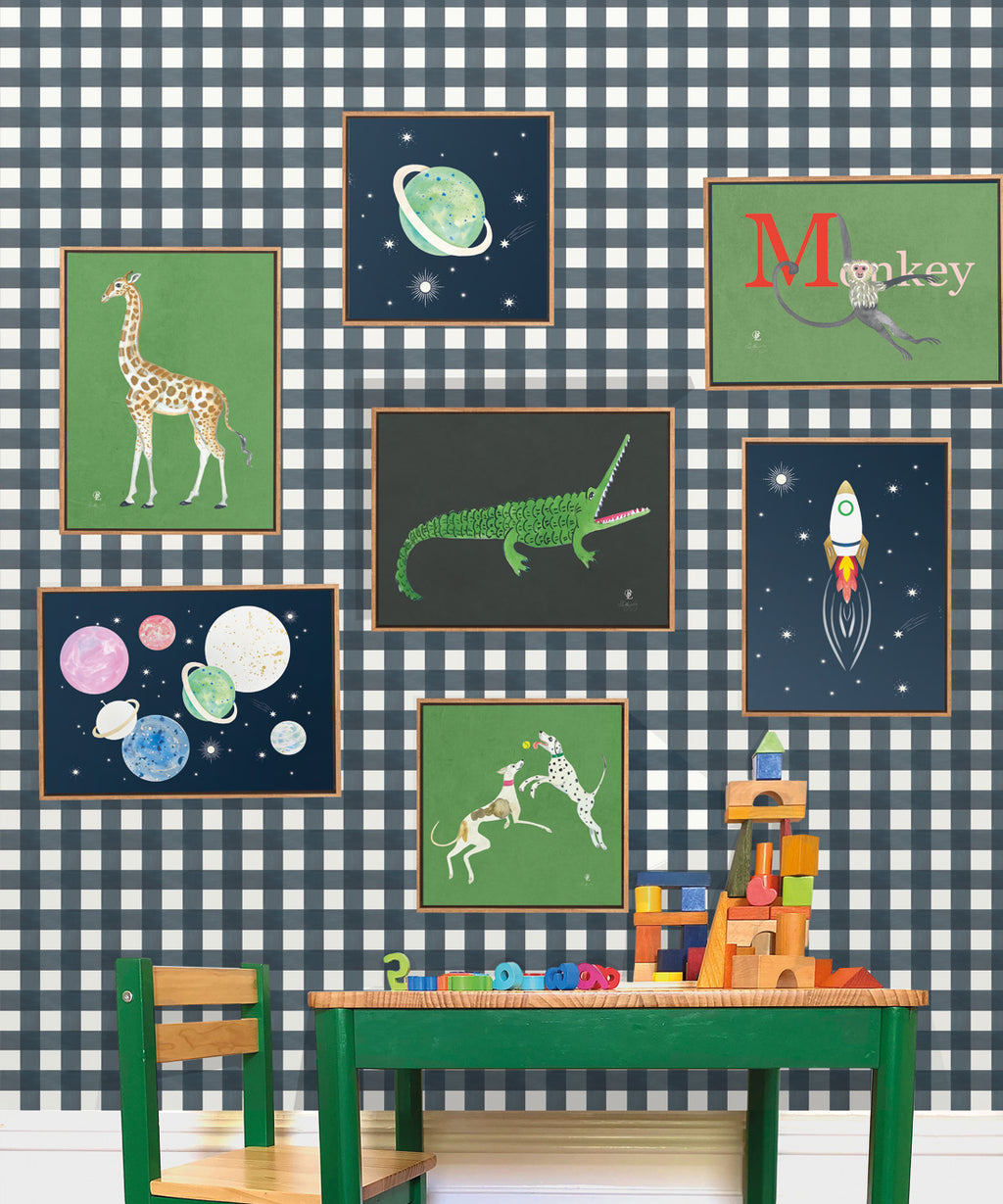Check Wallpaper, Navy