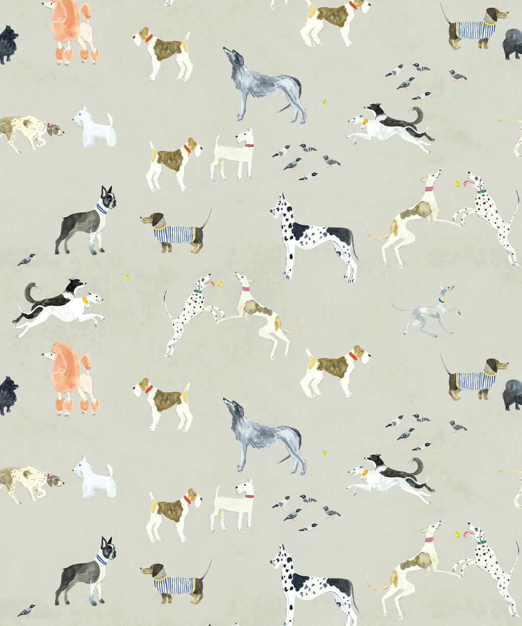 Doggies Wallpaper, Beige