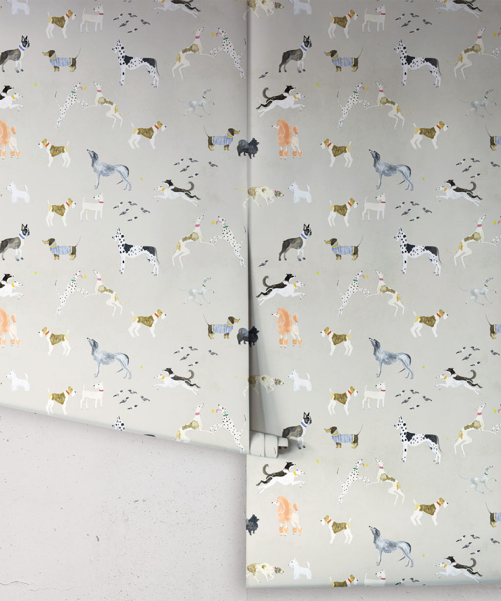 Doggies Wallpaper, Beige