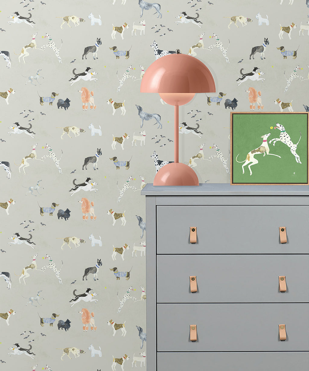Doggies Wallpaper, Beige