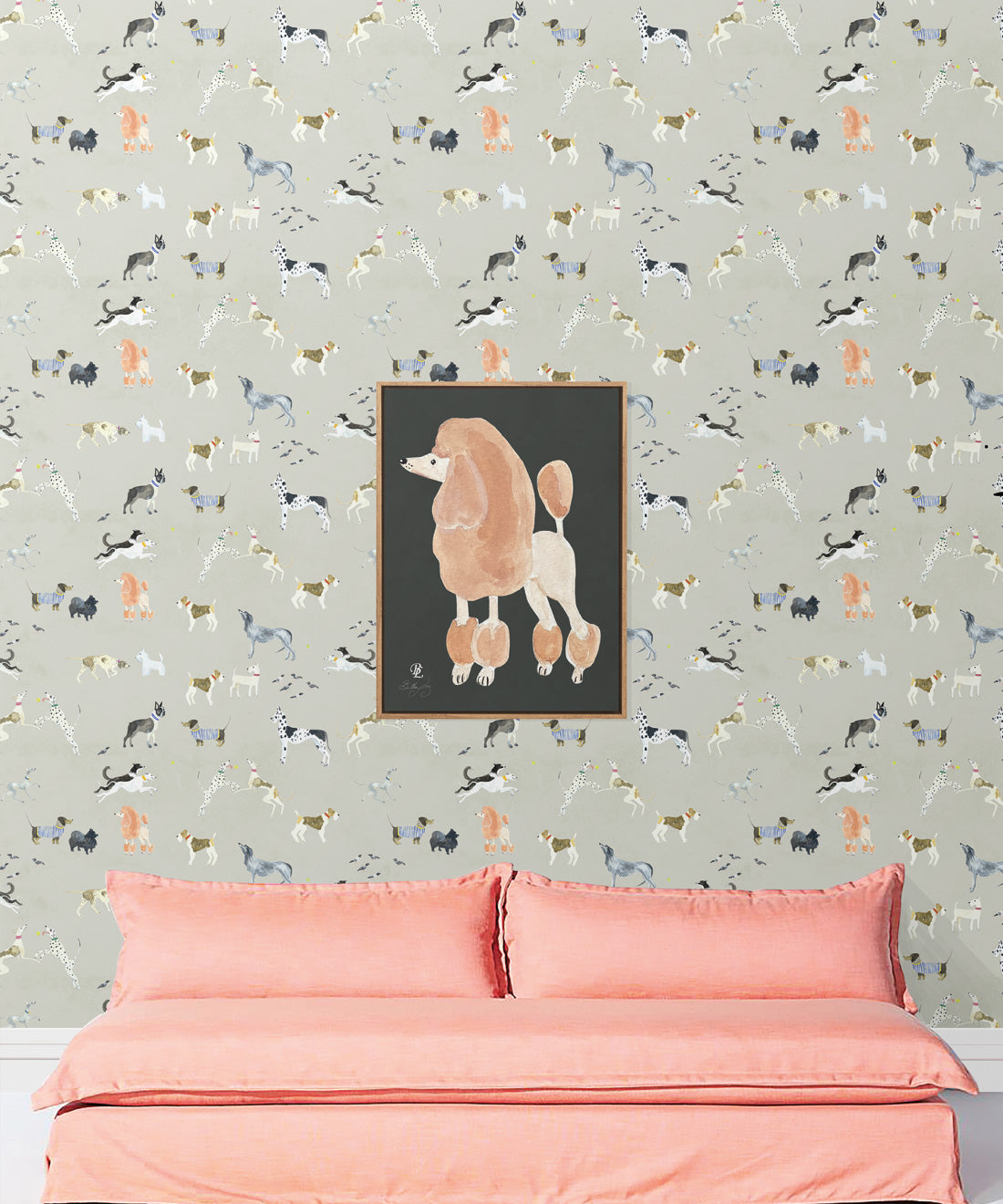Doggies Wallpaper, Beige