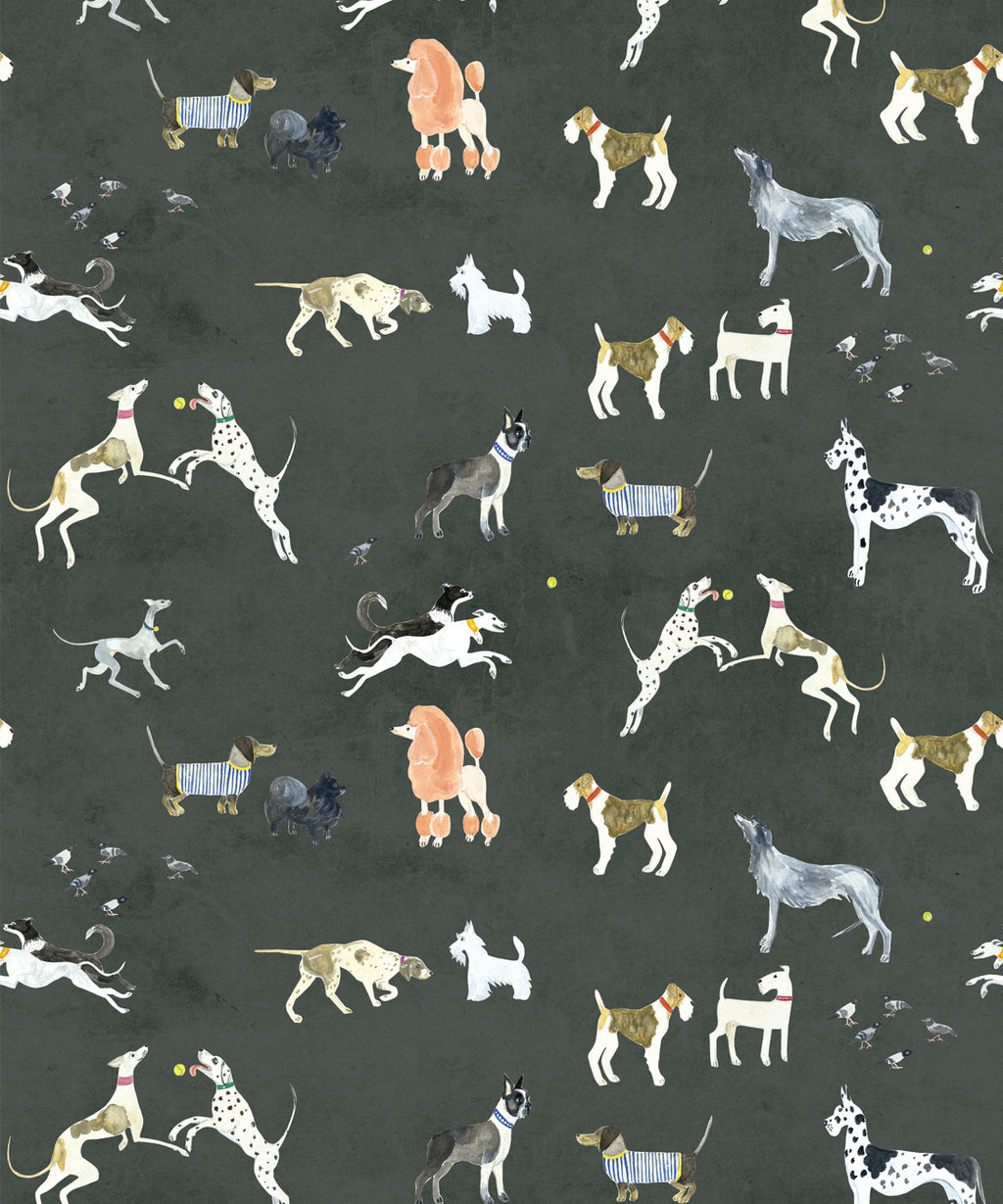 Doggies Wallpaper, Charcoal