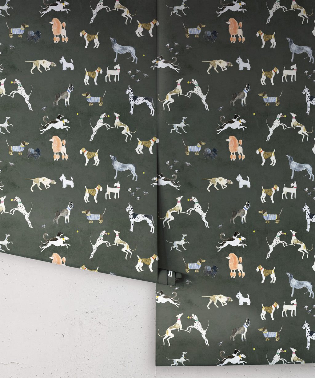 Doggies Wallpaper, Charcoal