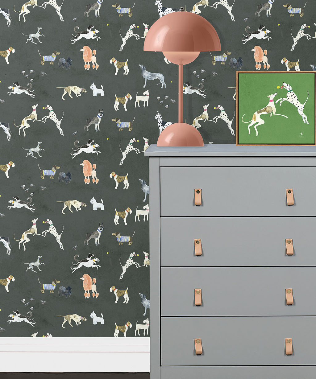 Doggies Wallpaper, Charcoal