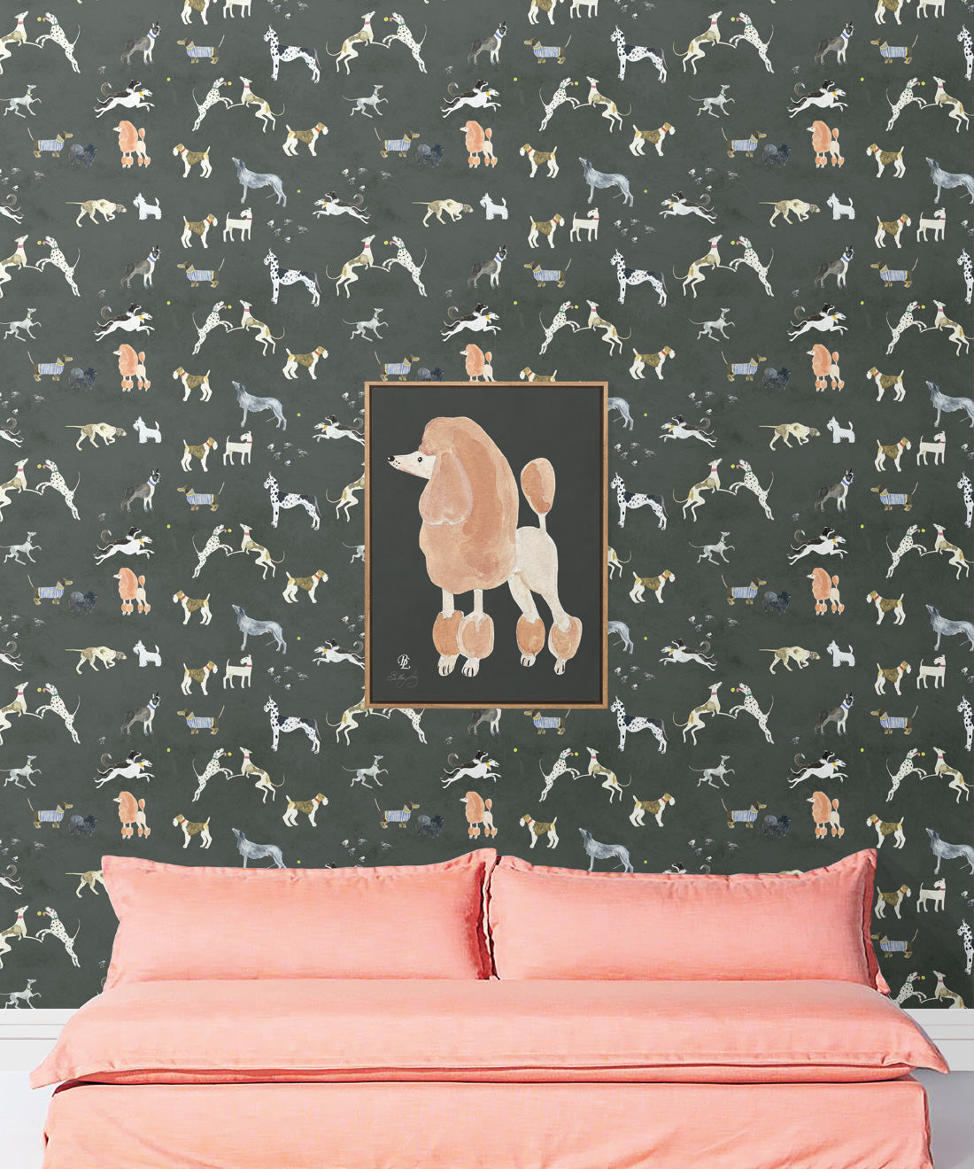 Doggies Wallpaper, Charcoal