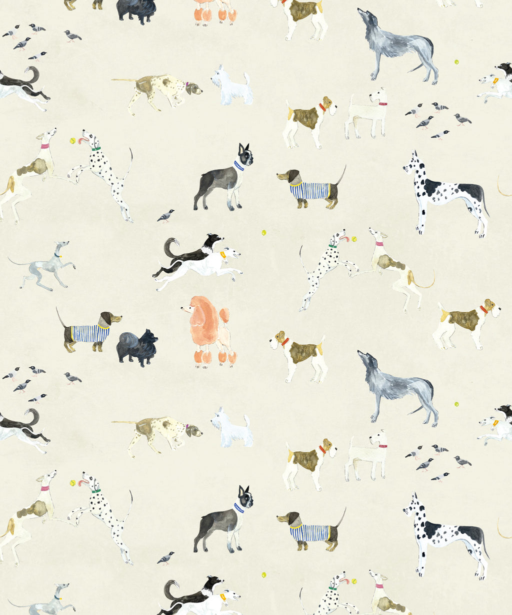 Doggies Wallpaper, Cream