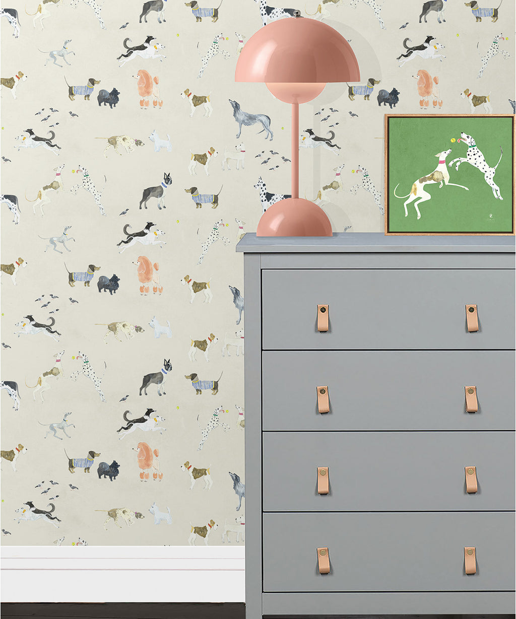 Doggies Wallpaper, Cream