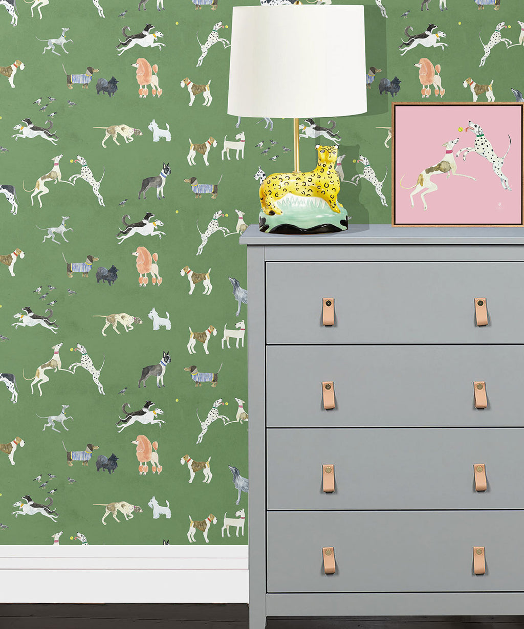 Doggies Wallpaper, Green