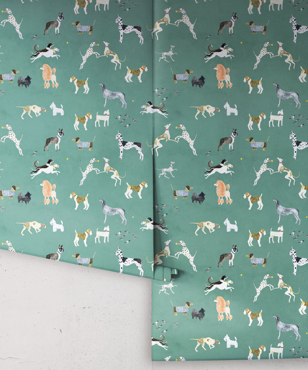 Doggies Wallpaper, Turquoise
