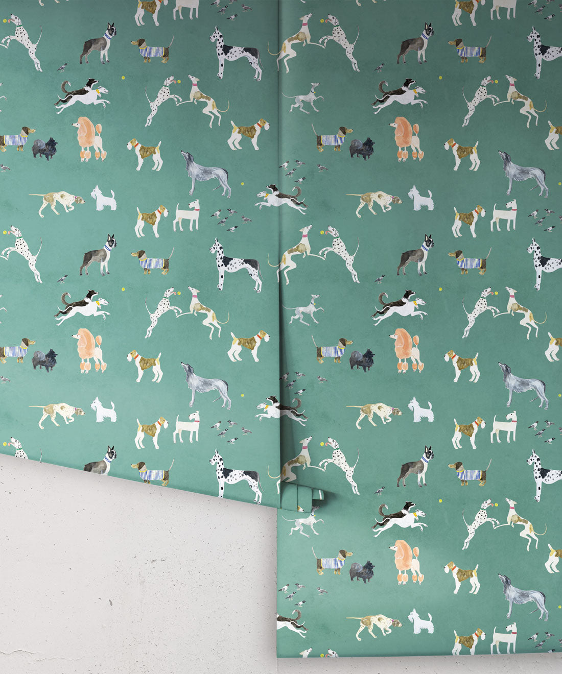 Doggies Wallpaper, Turquoise