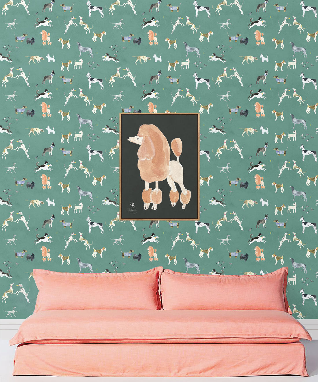 Doggies Wallpaper, Turquoise