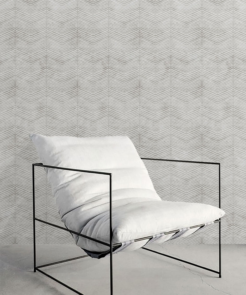 Painted Herringbone Wallpaper, Beige