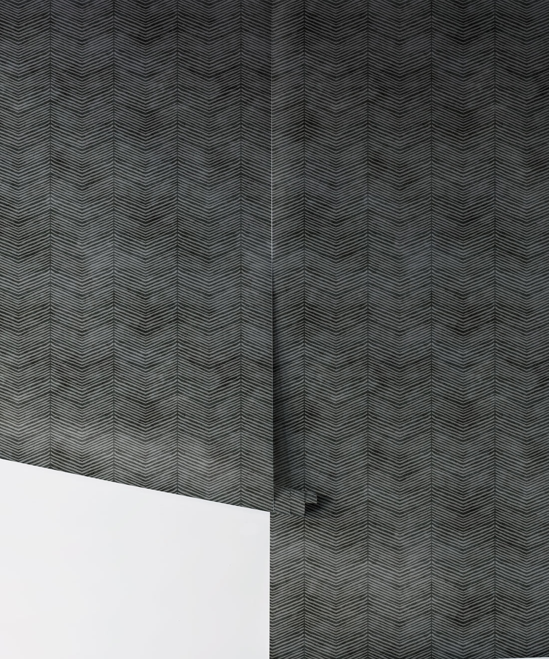 Painted Herringbone Wallpaper, Charcoal
