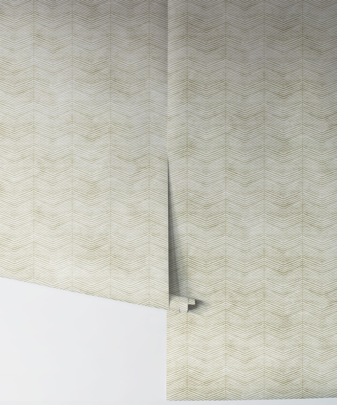 Painted Herringbone Wallpaper, Chartreuse