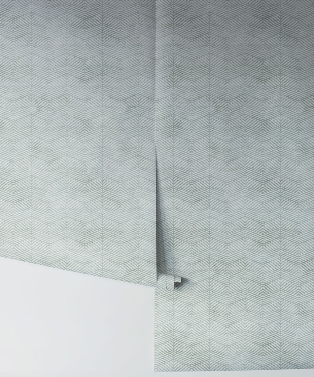Painted Herringbone Wallpaper, Sea Spray