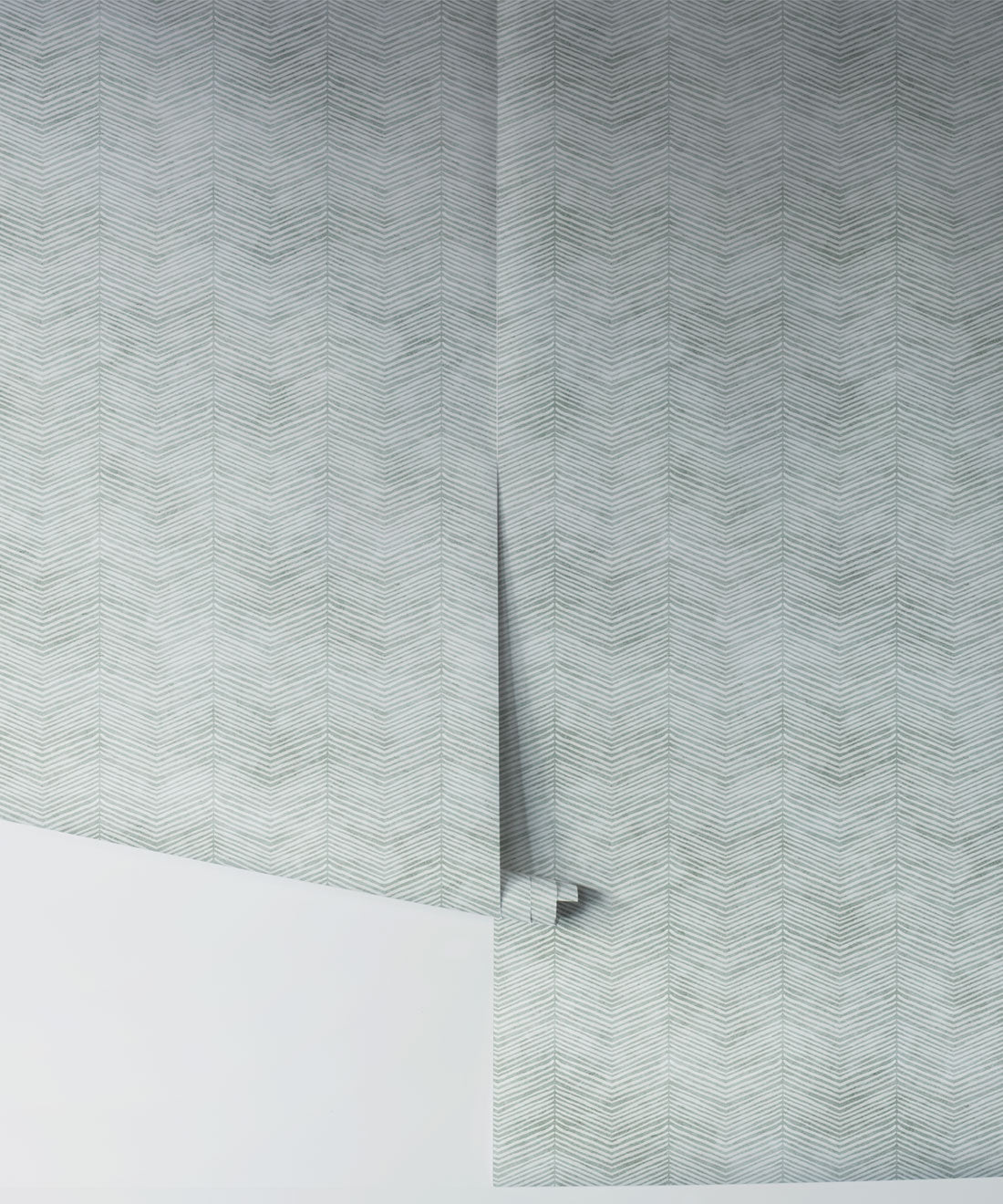 Painted Herringbone Wallpaper, Sea Spray