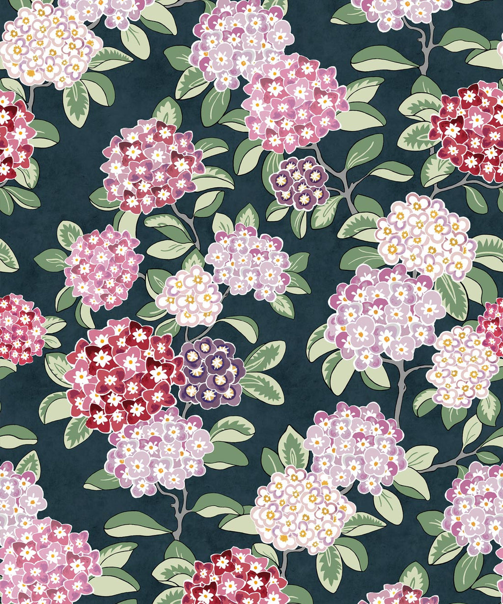 Hydrangea Wallpaper, Burgandy