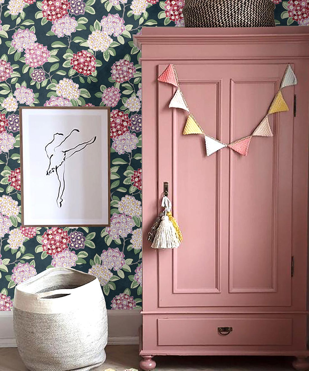 Hydrangea Wallpaper, Burgandy