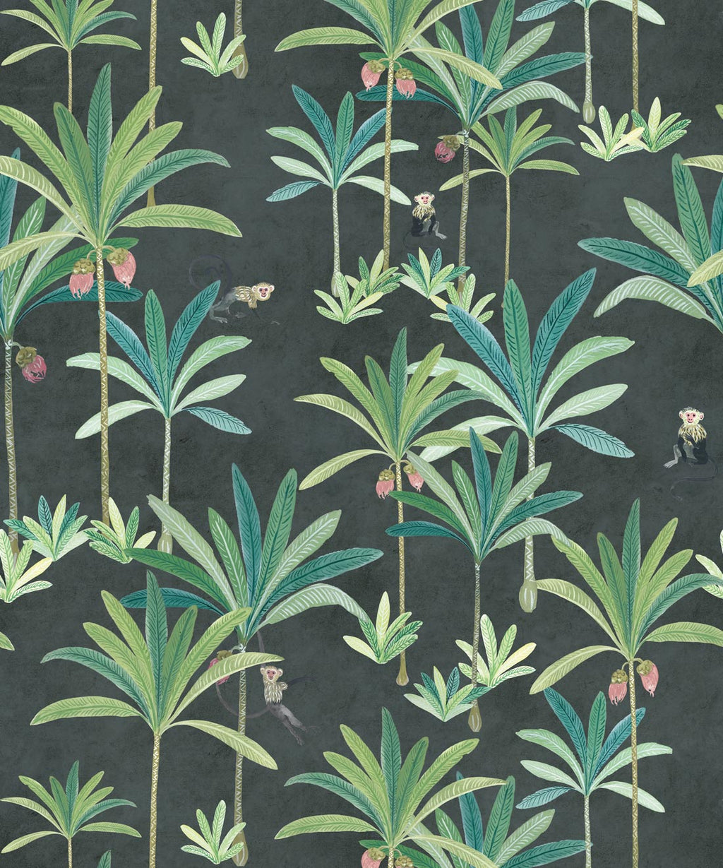 Monkey Palms Wallpaper, Charcoal
