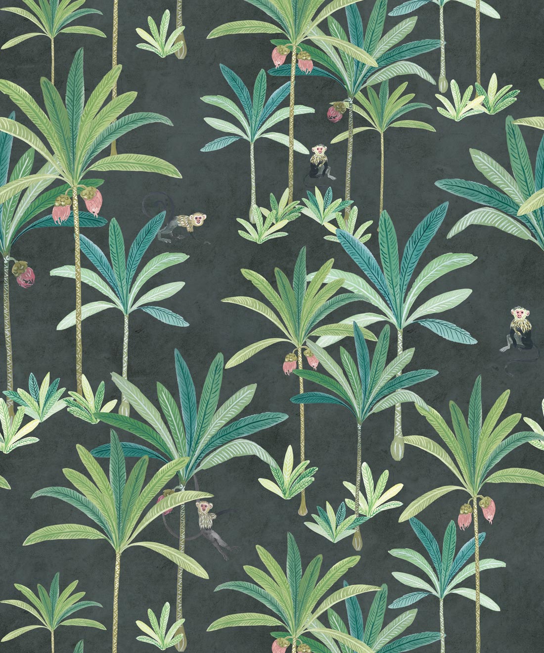 Monkey Palms Wallpaper, Charcoal