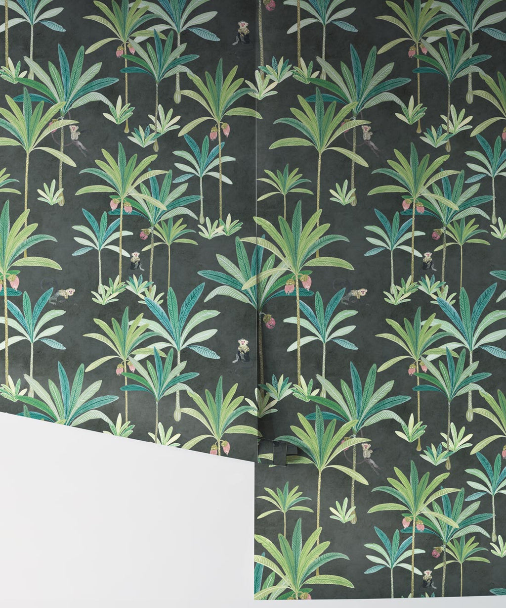 Monkey Palms Wallpaper, Charcoal
