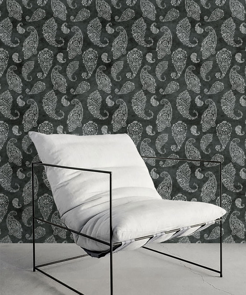 Paisley Wallpaper, Charcoal