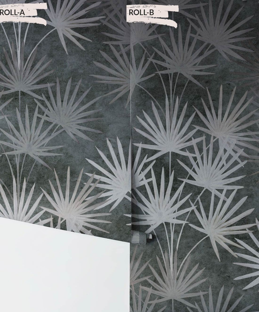 Oriental Palm Wallpaper, Charcoal