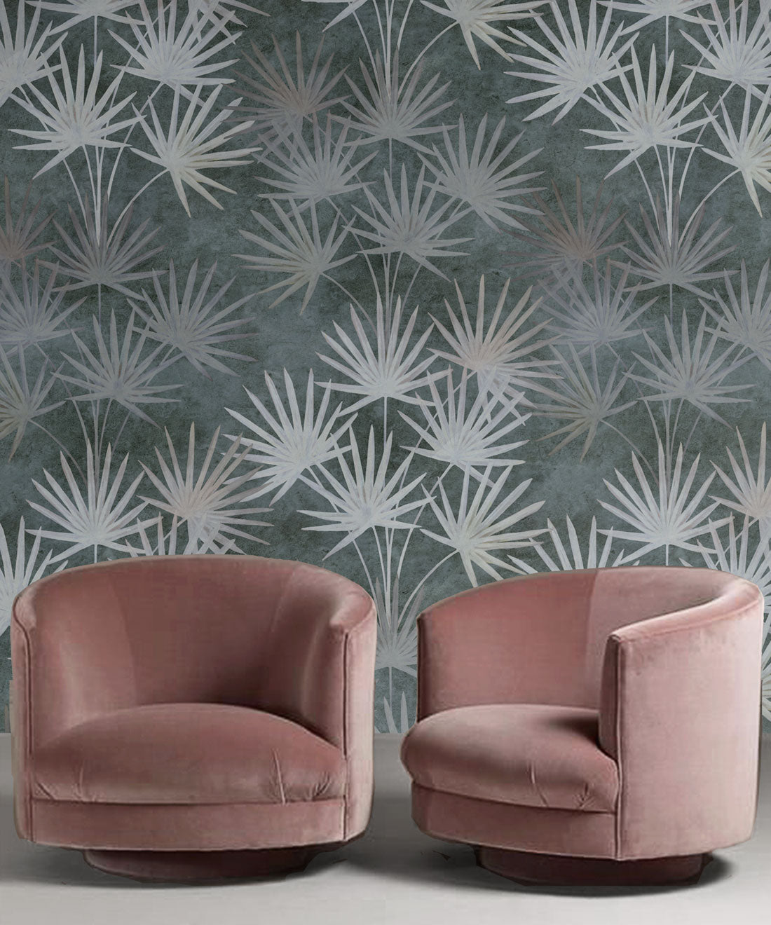 Oriental Palm Wallpaper, Charcoal