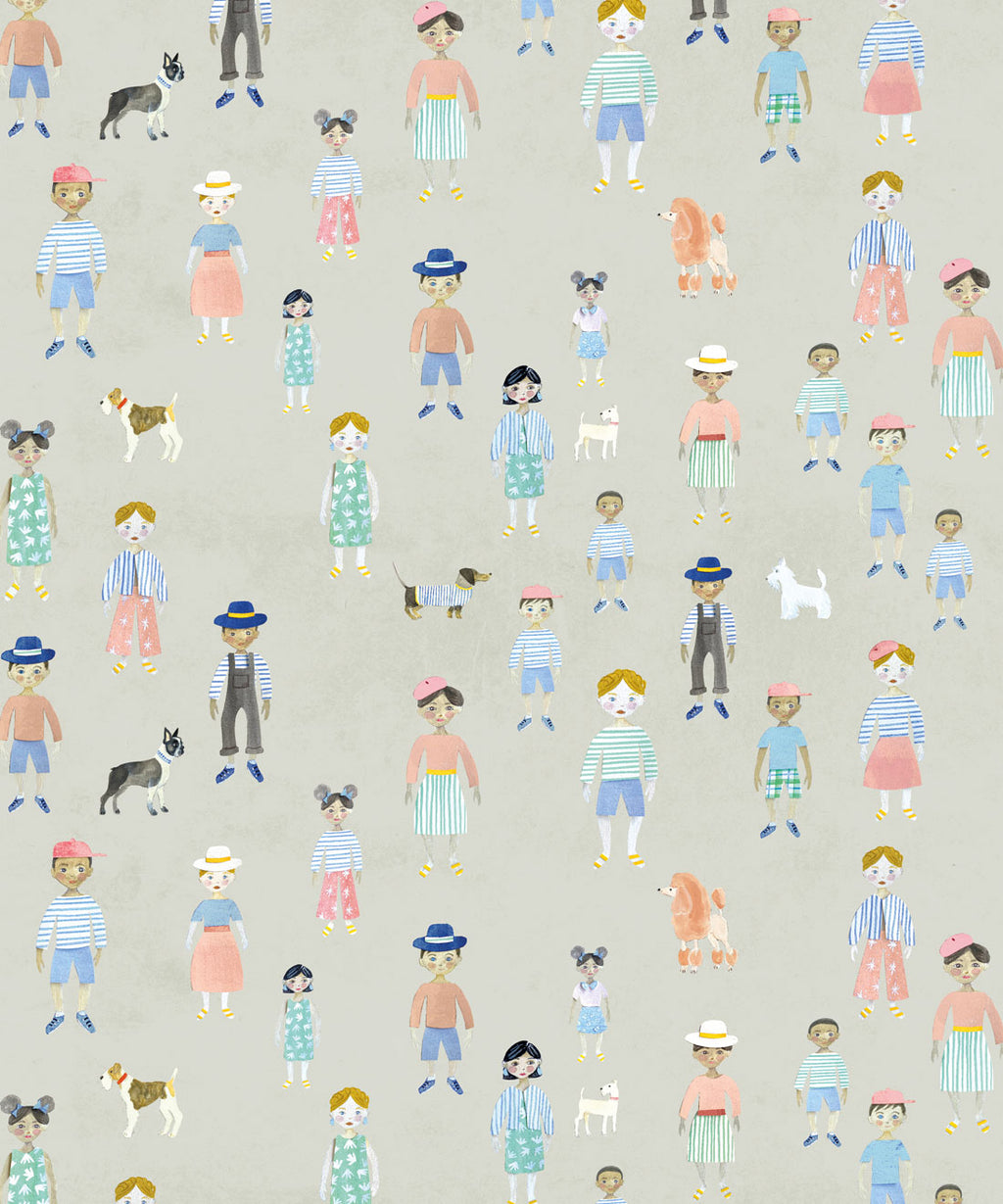 Paper Dolls Wallpaper, Beige