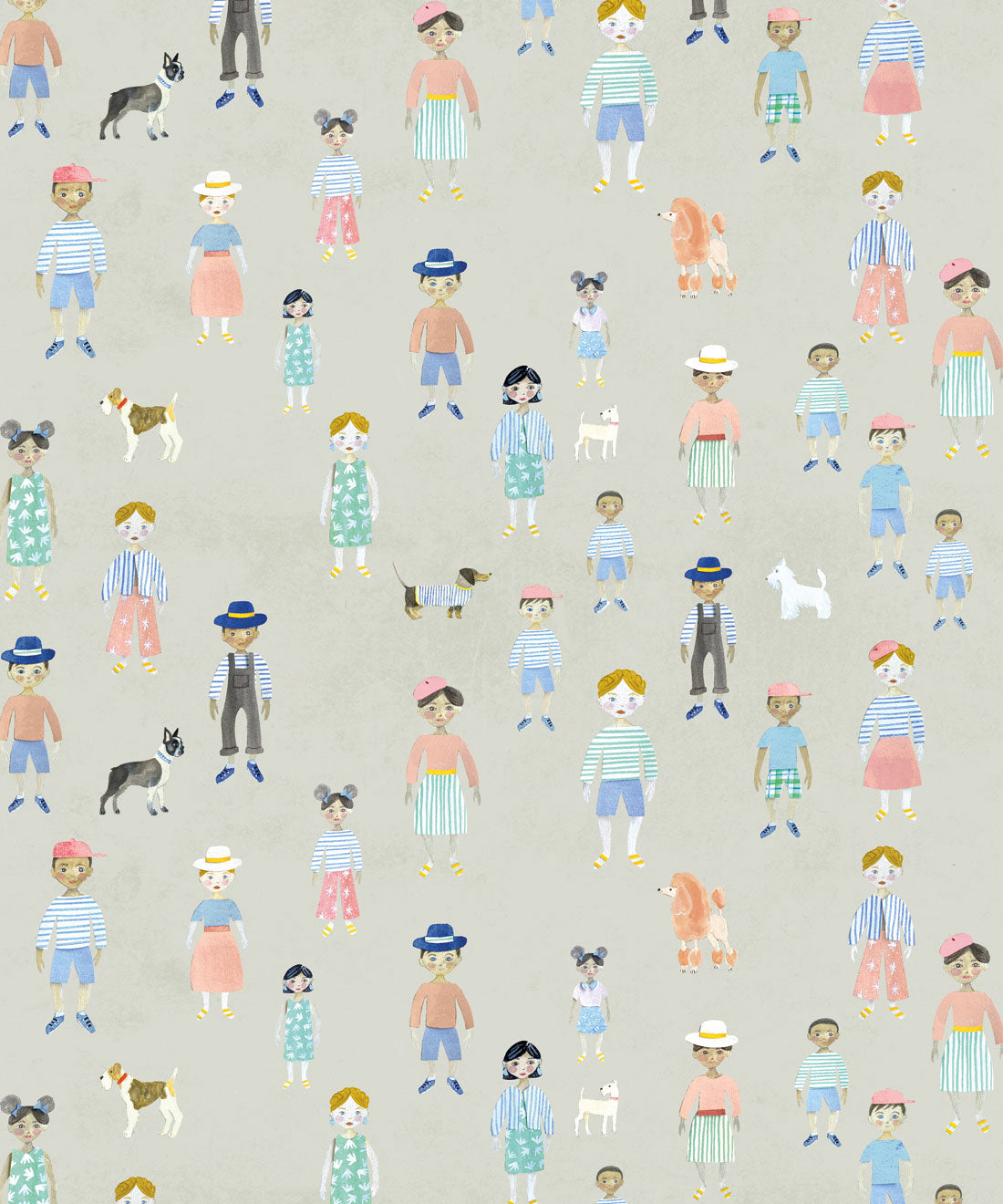 Paper Dolls Wallpaper, Beige