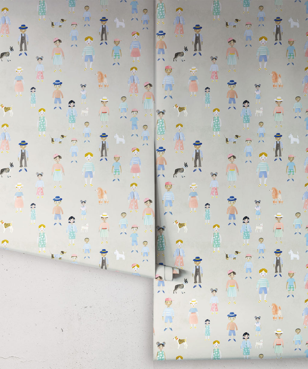 Paper Dolls Wallpaper, Beige