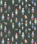 Paper Dolls Wallpaper, Charcoal