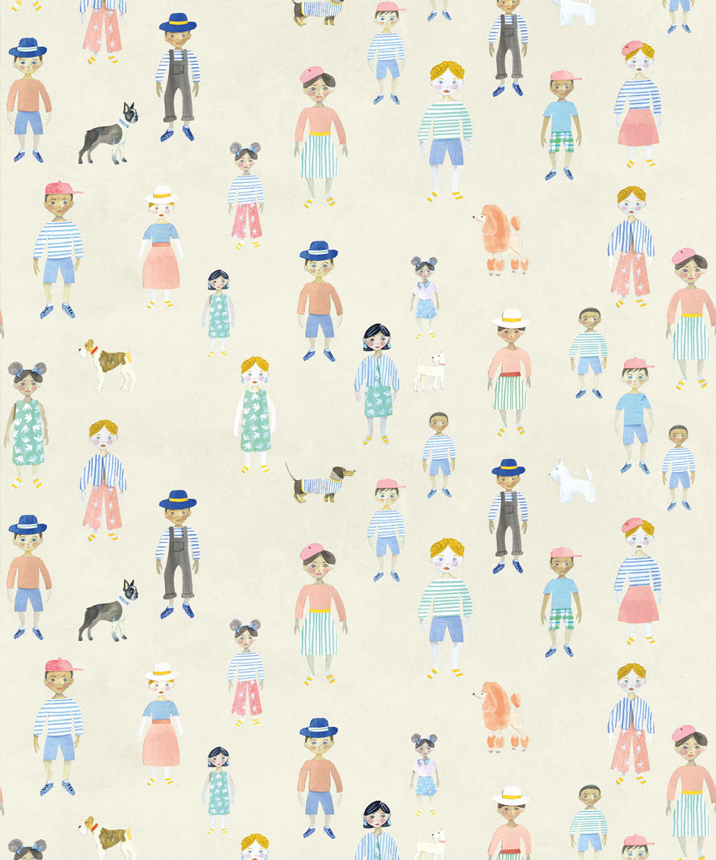 Paper Dolls Wallpaper, Cream