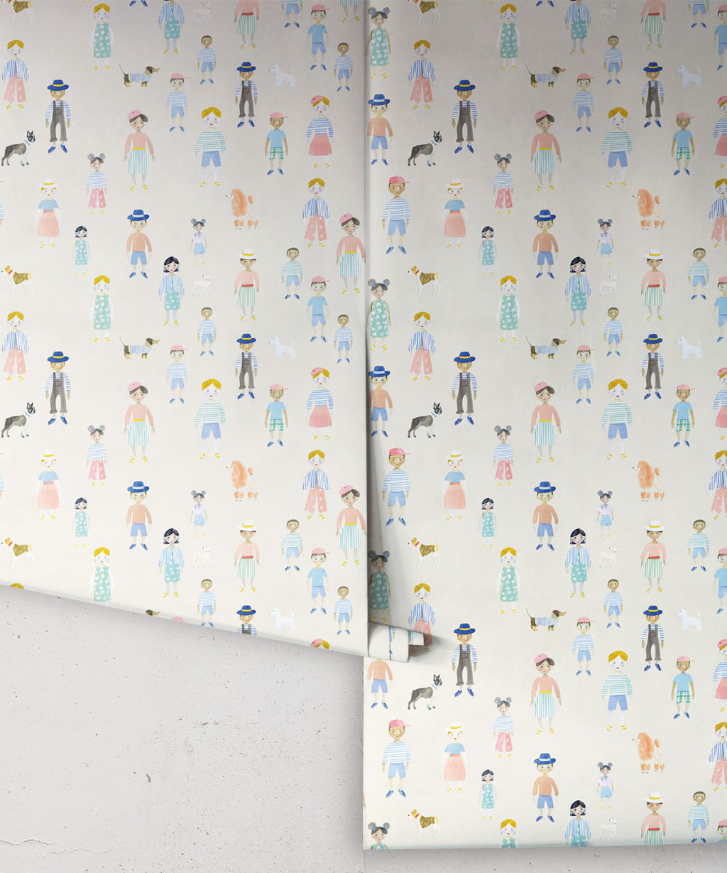 Paper Dolls Wallpaper, Cream